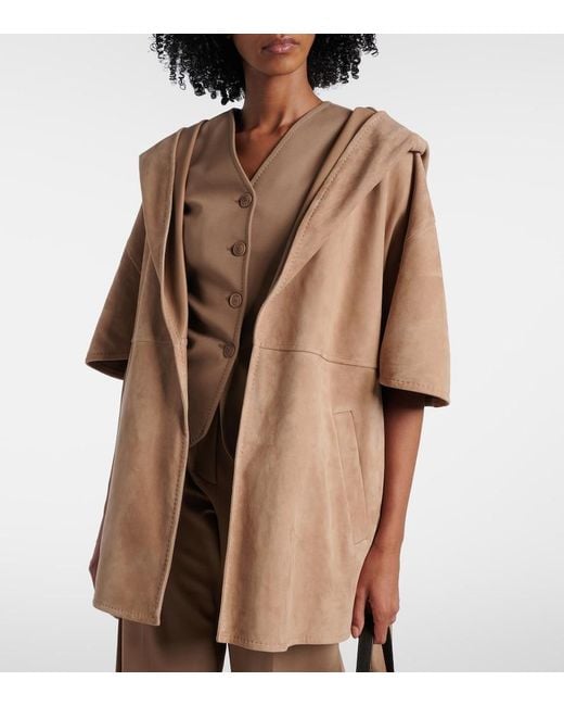 Max Mara Natural Chiffon Suede Wrap Jacket