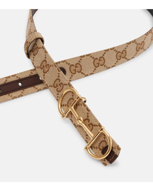 Gucci Brown Horsebit Gg Canvas Belt