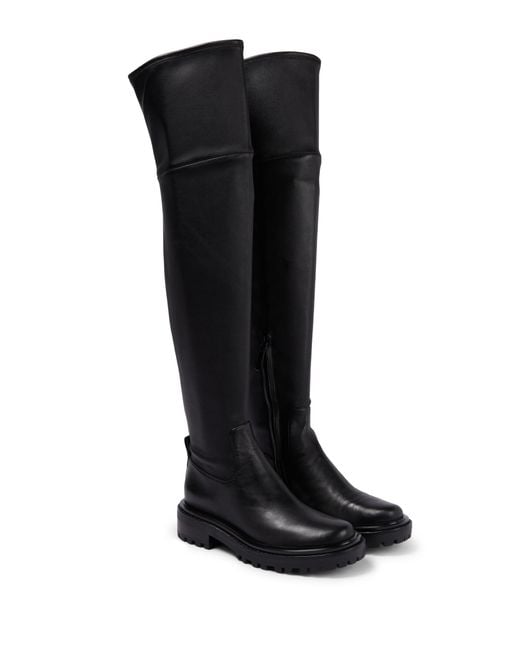 Tory Burch Utility Lug Leather Over-the-knee Boots in Black | Lyst