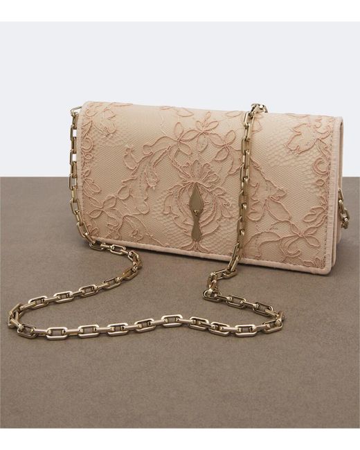 Christian Louboutin Natural Bettina Small Lace Crepe Satin Clutch