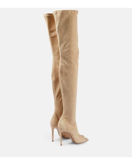 Paris Texas Natural Amanda Suede Over-The-Knee Boots