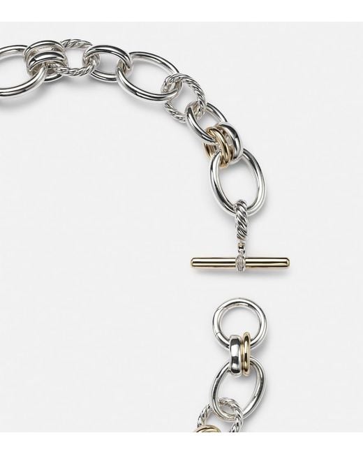 David Yurman Metallic Dy Mercer Sterling And 18Kt Chain Necklace With Diamonds