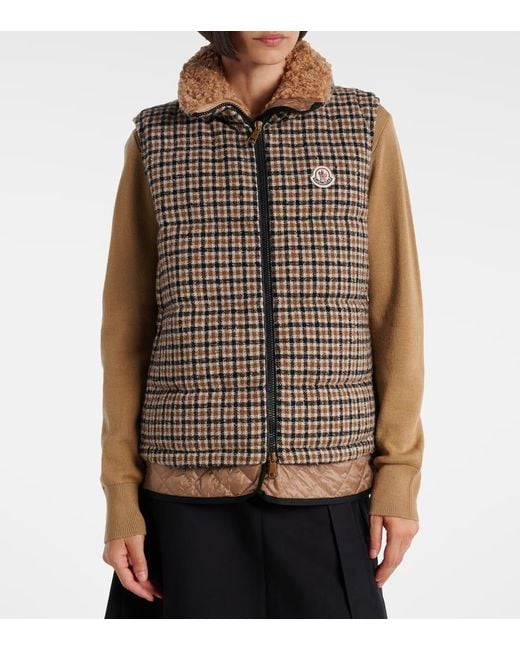 Moncler Brown Touvet Checked Wool-Blend Down Vest