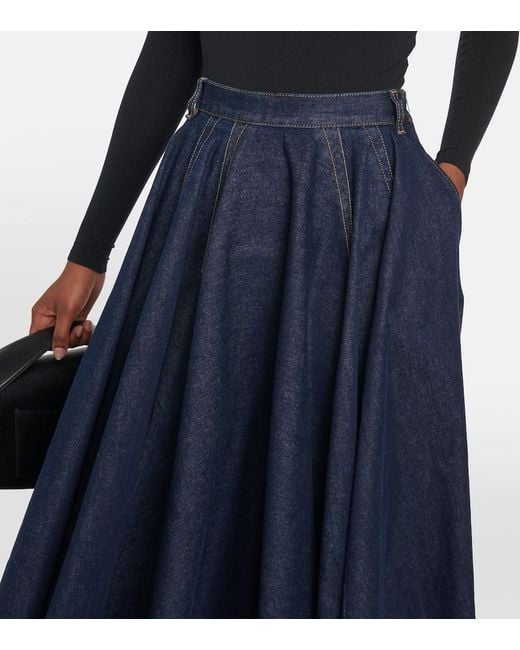 Gonna Midi Di Jeans A Vita Alta di Alaïa in Blue