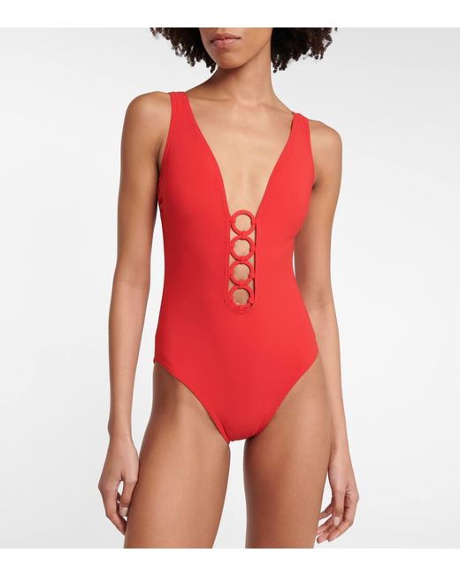 Karla Colletto Red Morgan V-neck Swimsuit