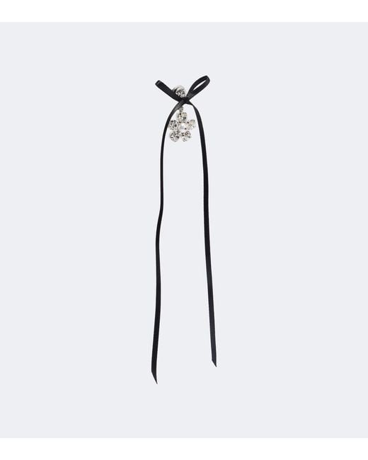 Simone Rocha White Bow-Detail Crystal-Embellished Drop Earrings