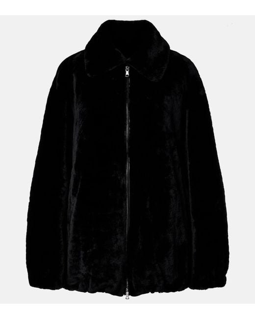 Nour Hammour Black Plush Shearling Jacket