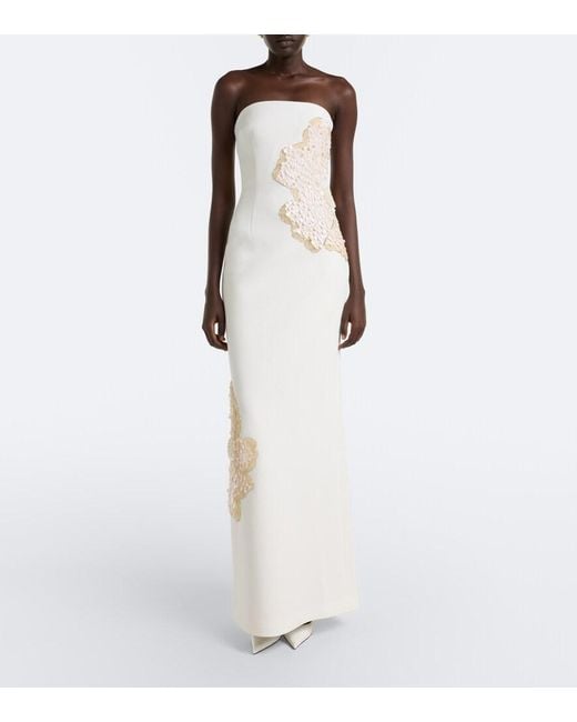 Rebecca Vallance White Sequined Strapless Gown