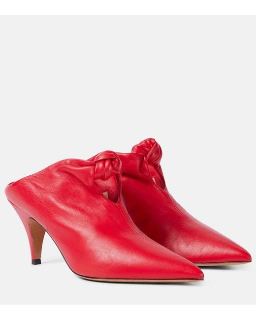 Khaite Red Rowan Leather Mules