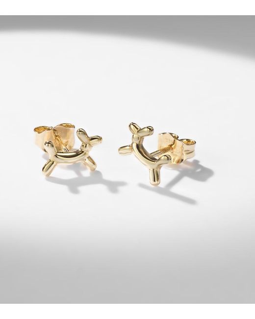 Sydney Evan White Balloon Dog 14Kt Earrings