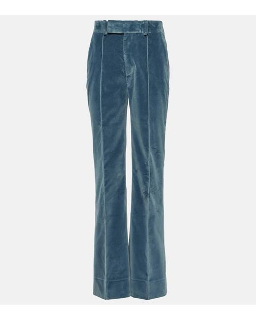FRAME Blue The Slim Stacked Velvet Pants