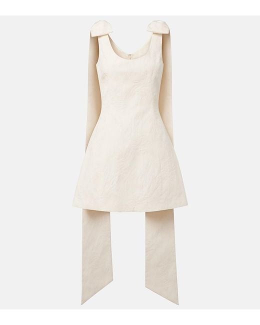 Markarian Natural Gita Bow-Detail Brocade Minidress