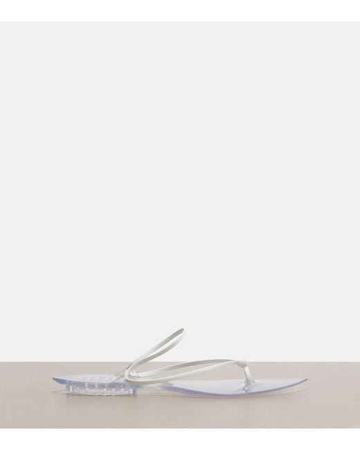 Alaïa White Invisible Leather Thong Sandals