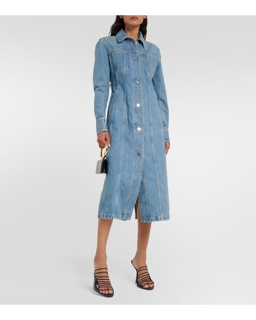 Ferragamo Blue Midi Dress Cotton