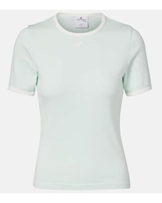 T-Shirt Signature En Coton A Logo Courreges en coloris White
