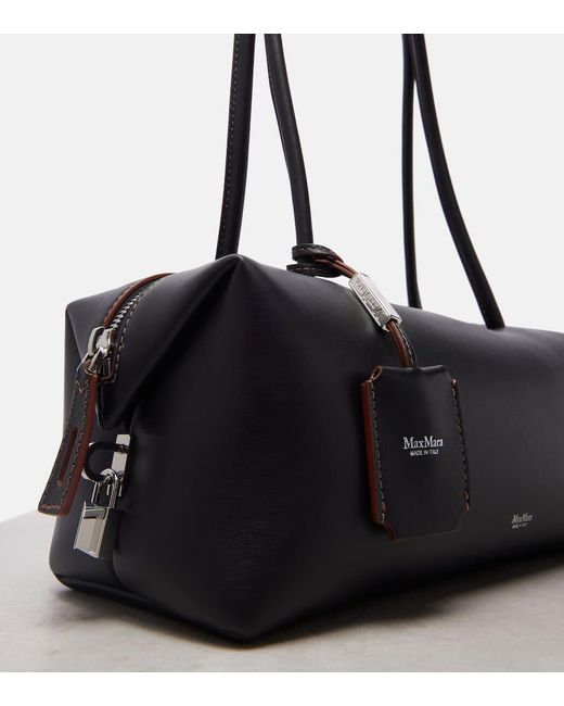 Max Mara Black Holdall Small Leather Tote Bag
