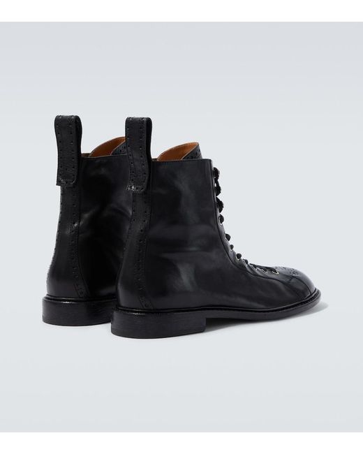 Versace Black Billy Perforated Leather Combat Boots for men