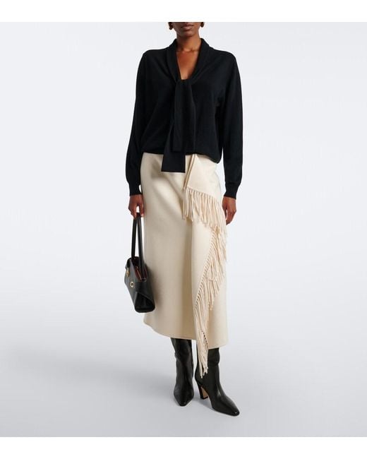 Jardin Des Orangers Black Tie-Neck Wool And Cashmere Sweater