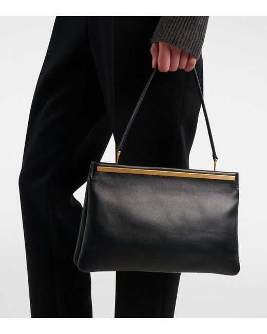The Row Black Elise Medium Leather Shoulder Bag