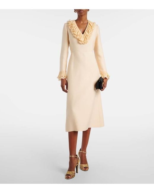 Valentino Natural Crepe Couture Ruffled Midi Dress