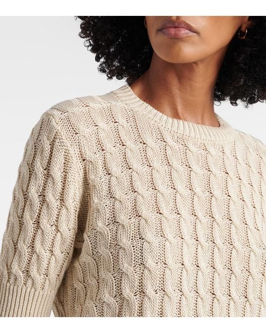 Max Mara Natural Talamo Cable-Knit Linen Sweater