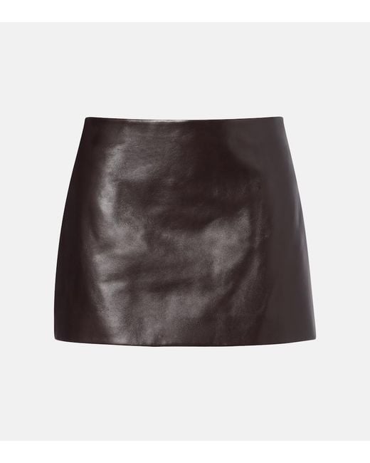 Khaite Black Jett Leather Miniskirt