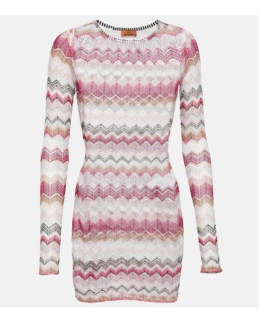 Missoni Pink Zig Zag Crochet Minidress