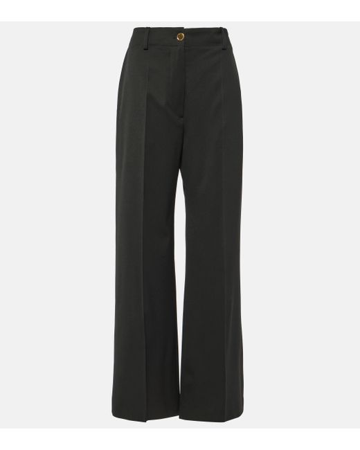 Patou Black Mid-rise Wool-blend Straight Pants