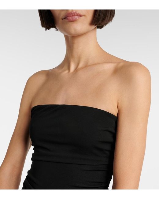 Staud Black Mariana Ruched Jersey Maxi Dress