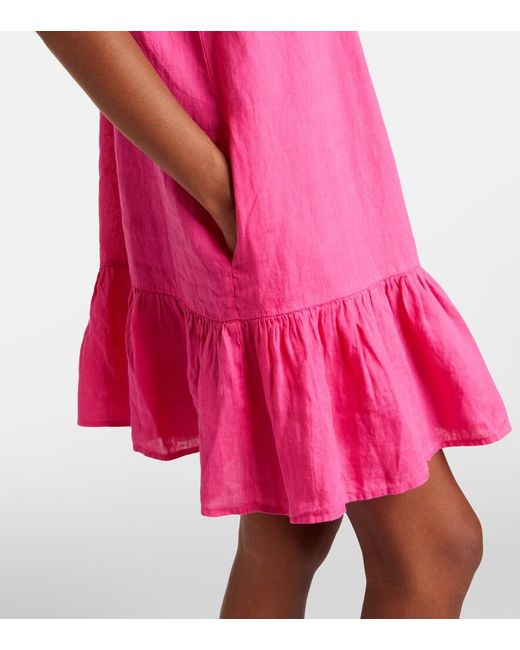 Velvet Pink Livvy Tiered Linen Minidress