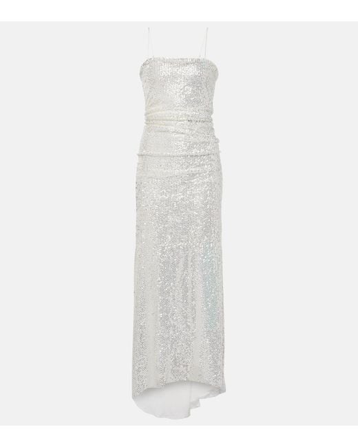 JACQUES WEI White Sequined Slip Dress