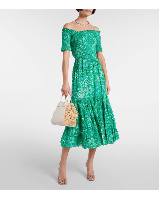 Poupette Green Soledad Floral Midi Dress