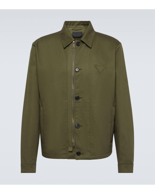 Prada Green Cotton Gabardine Jacket for men