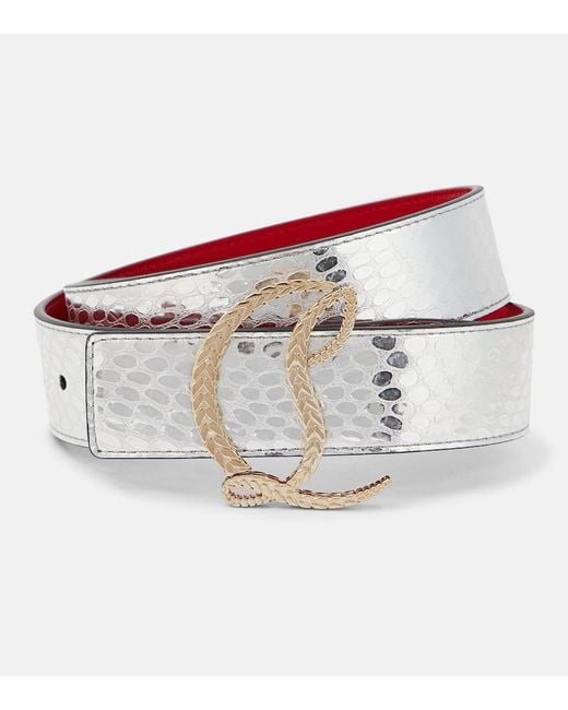 Christian Louboutin White Cl 35mm Metallic Leather Belt