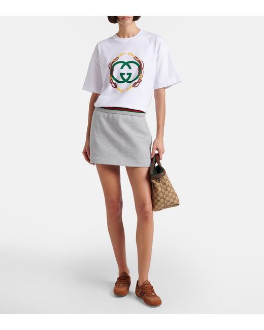 Gucci White Bridle Embroidery T-Shirt