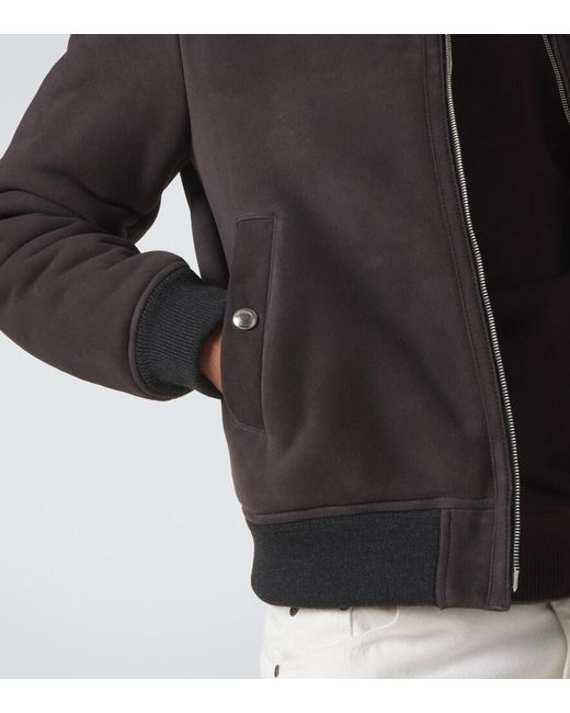 Eleventy Black Shearling-Lined Suede Jacket for men