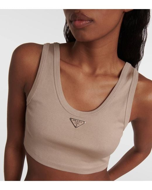 Prada Natural Top Aus Baumwoll-Jersey