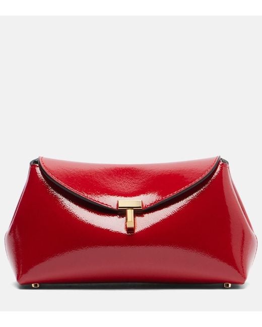 Totême  Red T-Lock Mini Patent Leather Clutch