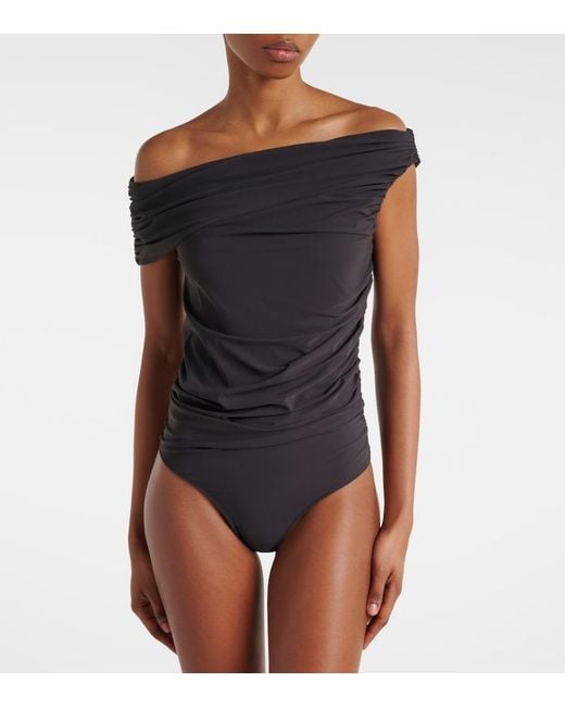 Agolde Black Sherilyn Off-Shoulder Bodysuit