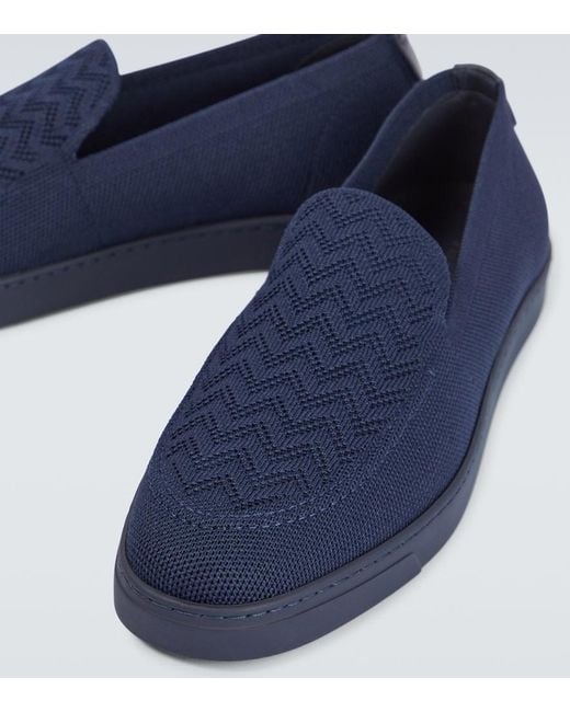 Giorgio Armani Blue Canvas Slip-On Shoes for men