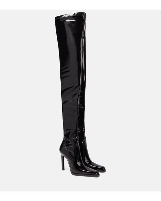 Saint Laurent Black Nina Patent Leather Over-the-knee Boots