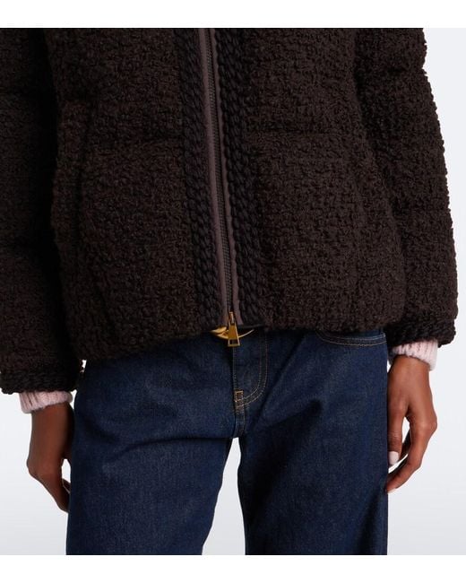 Moncler Black Cristallin Wool-Blend Teddy Down Jacket