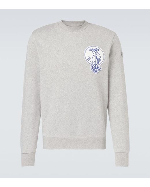 Moncler White Patch-Applique Cotton Fleece Sweatshirt for men