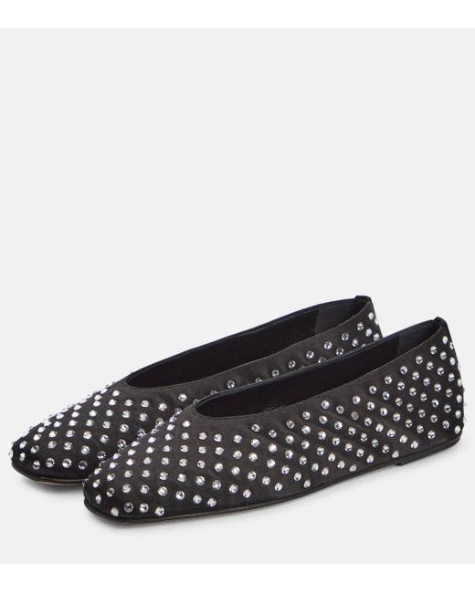 Magda Butrym Black Embellished Satin Ballet Flats