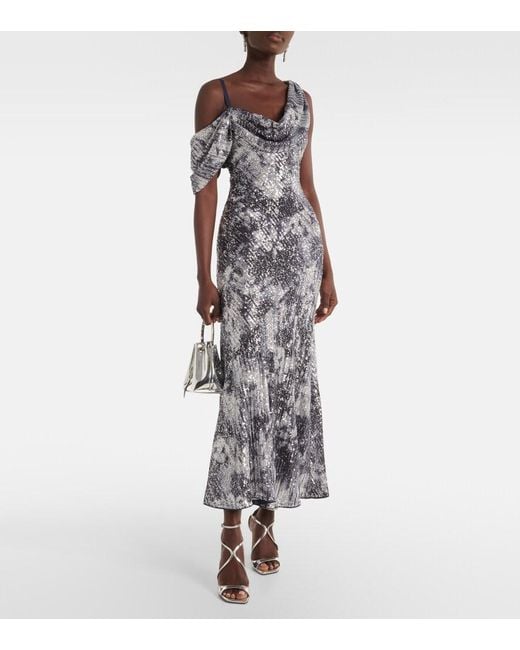 Diane von Furstenberg Blue Joaquin Sequined Maxi Dress