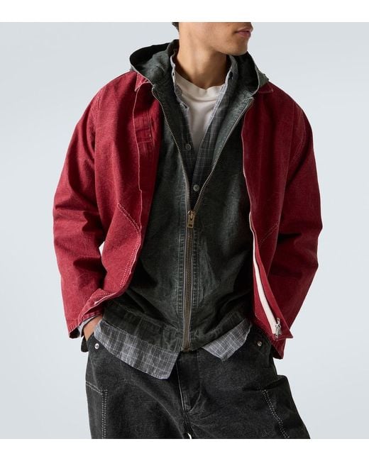 A.PRESSE Black Vintage Hooded Distressed Denim Jacket for men