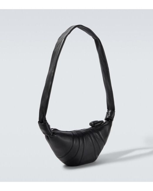 Lemaire Black Croissant Small Leather Shoulder Bag for men