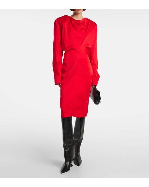 Stella McCartney Red Cowl Neck Satin Midi Dress