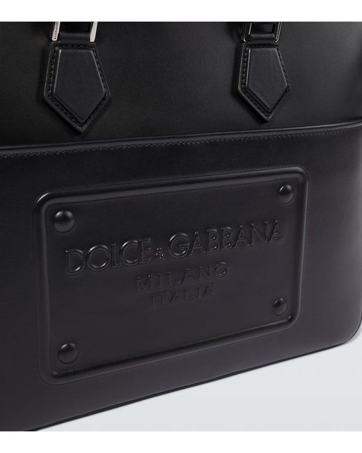 Ventiquattrore in pelle con logo di Dolce & Gabbana in Black da Uomo