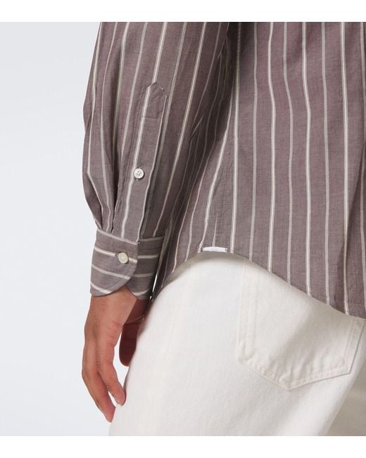 Slowear Brown Striped Cotton Shirt for men